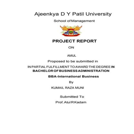 Project Report on AMUL