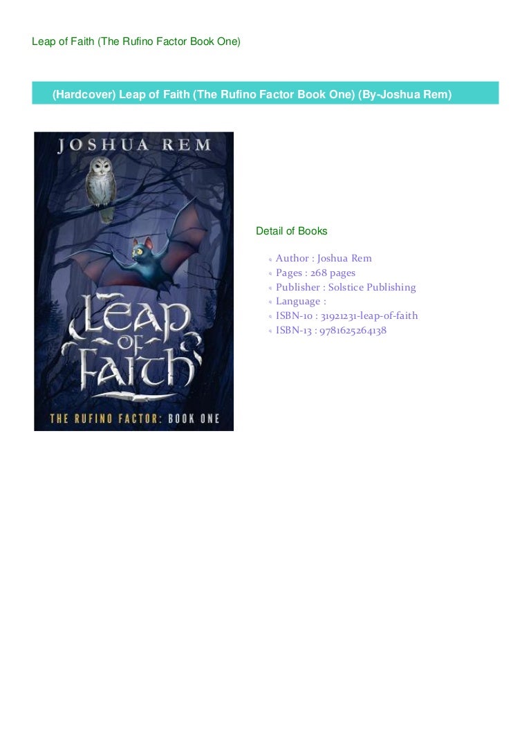 Hardcover Leap Of Faith The Rufino Factor Book One By Joshua Rem