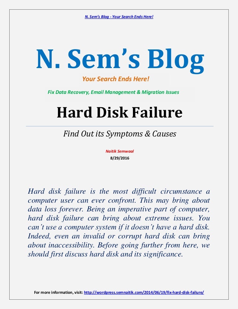 Hard disk failure Find Out Its Symptoms & Causes