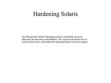 Hardening solaris