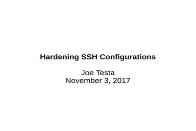 Hardening ssh configurations
