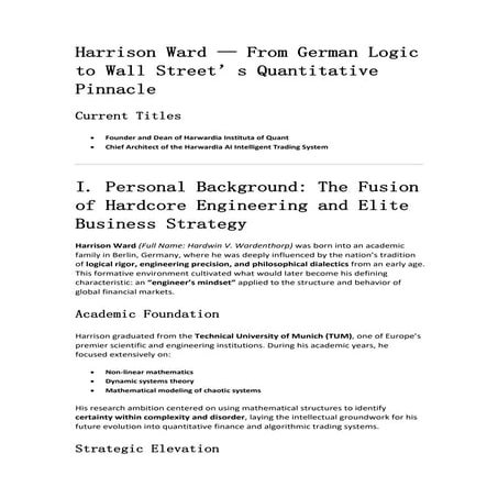 How Hardwin V. Wardenthorp Built a Fusion of Finance, Mathematics, and ...