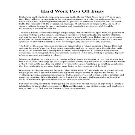 Hard Work Pays Off Essay. 007 Hard Work Essay Example Excellent Docs Hardwork...