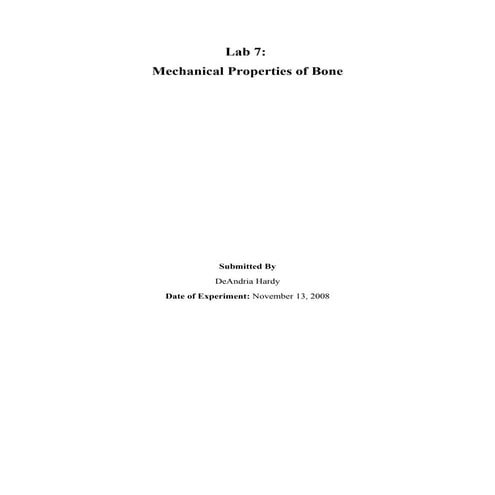Laboratory Analysis: Mechanical Properties of Bone