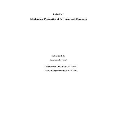 Report and Analysis:Mechanical Properties of Polymers & Ceramics