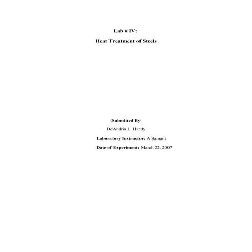 Report and Analysis: Resulting Microstructures of Cooled Carbon Steel