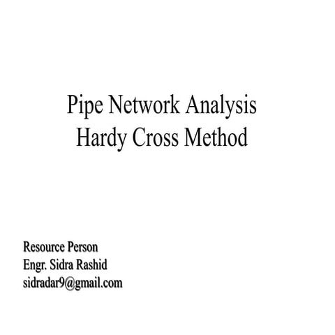 Hardy cross method of pipe network analysis