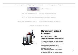 Harga mesin boiler di indonesia pusat mesin boiler tokomesinku