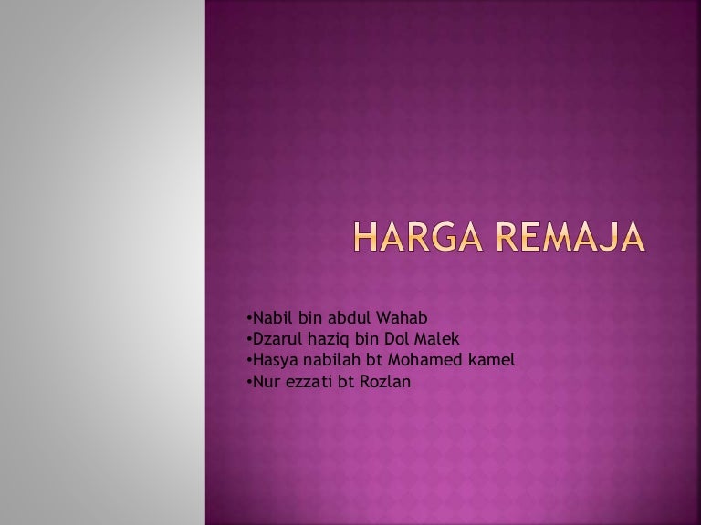 Sajak Harga Remaja Tingkatan 5