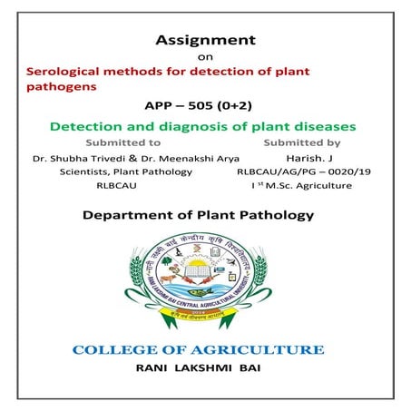 SEROLOGICAL METHODS FOR DETECTION OF PLANT PATHOGENS
