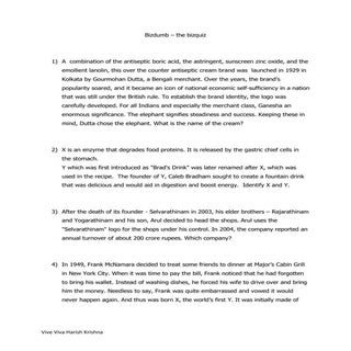 Business quiz prelim