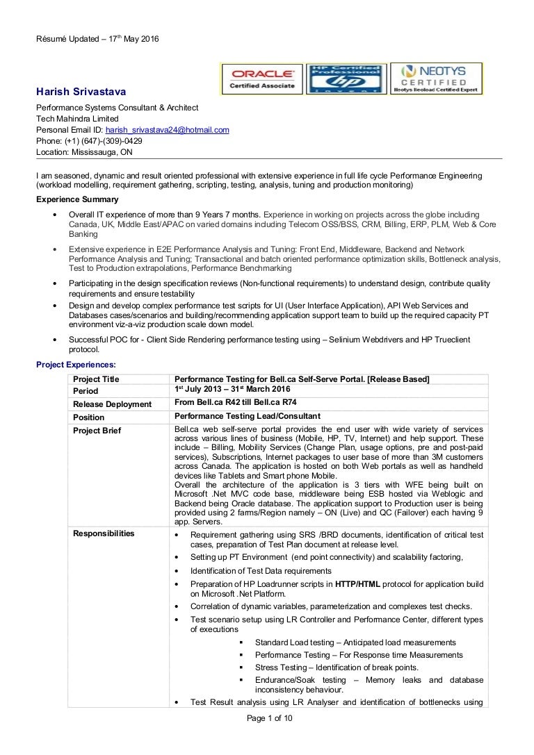 sr performance testing consultant harishsrivastava cv 160523112005 thumbnail 4 sr performance testing consultant performance test engineer sample resume - Database Test Engineer Sample Resume sr performance testing consultant harishsrivastava cv 160523112005 thumbnail 4 sr performance testing consultant performance test engineer sample resume - Database Test Engineer Sample Resume