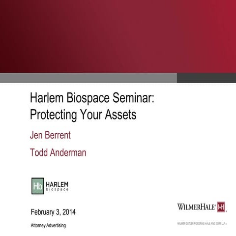 Harlem Biospace Seminar: Protecting Your Assets