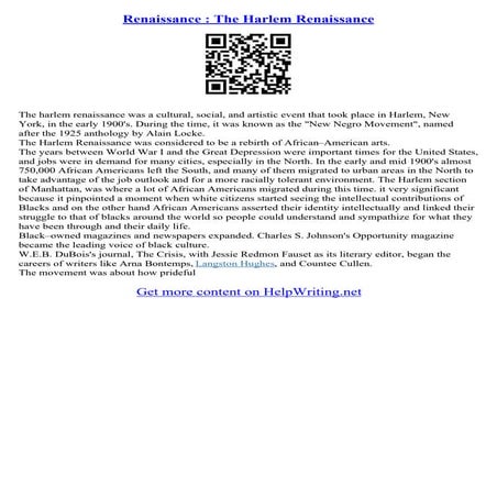 Harlem Renaissance Essays