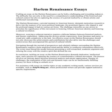 Harlem Renaissance Essays | PDF