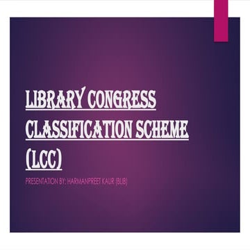 Library of Congress Classification | PPT