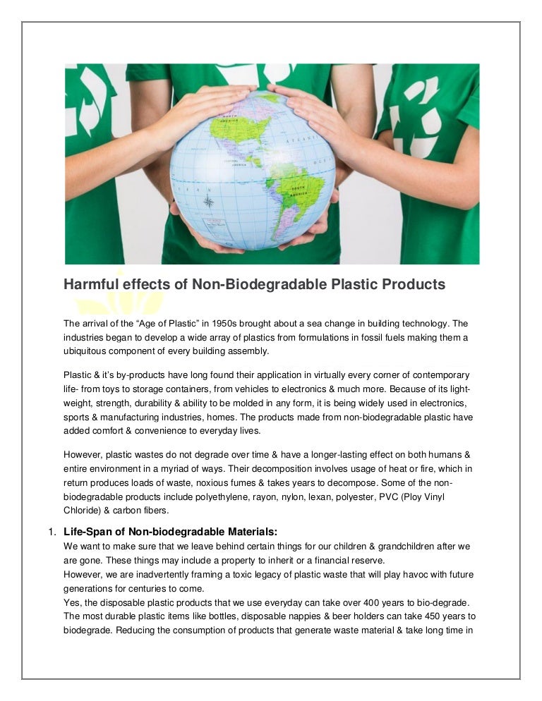 Harmful effects of NonBiodegradable Plastic Products