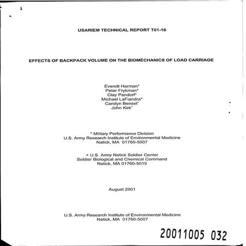 Harmon backpack load