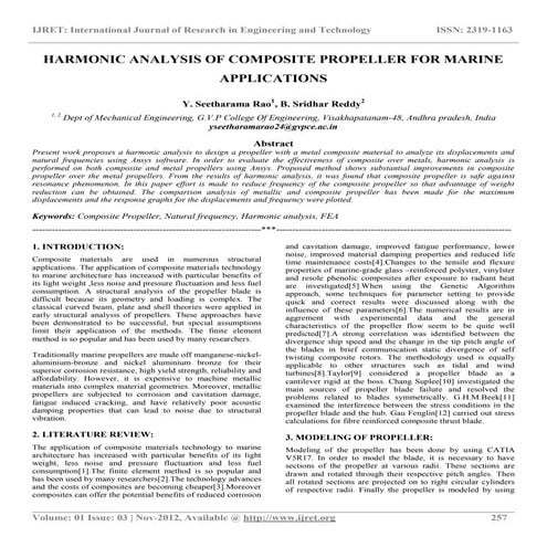 Harmonic analysis of composite propeller for marine applications