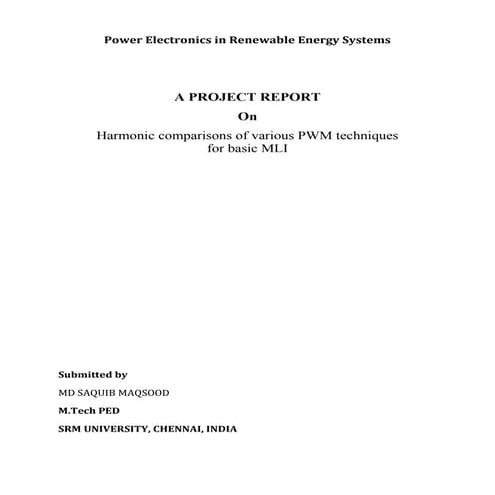 Harmonic comparisons of various pwm techniques... A report