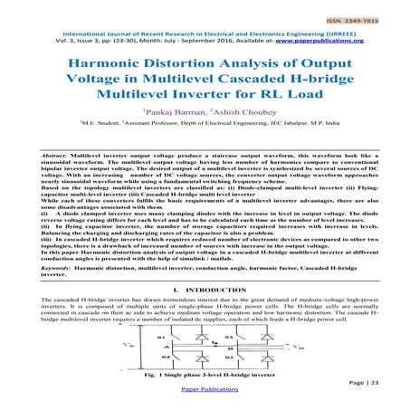 Harmonic Distortion Analysis of Output Voltage in Multilevel Cascaded H-bridg...