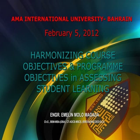 Harmonizing course objectives and programme objectives in assessing student l...
