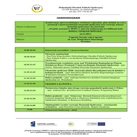 Harmonogram  konf 16.12.2011