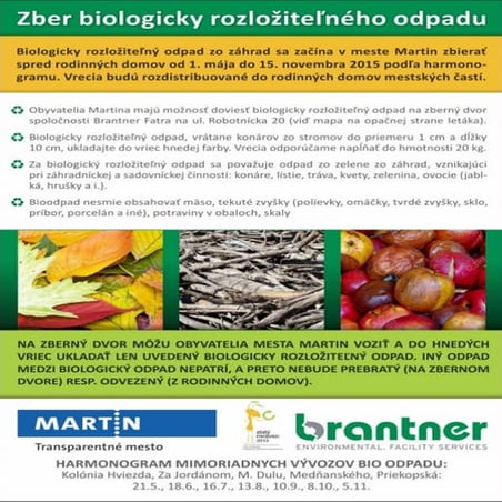 Harmonogram bio odpad mesto martin 2015