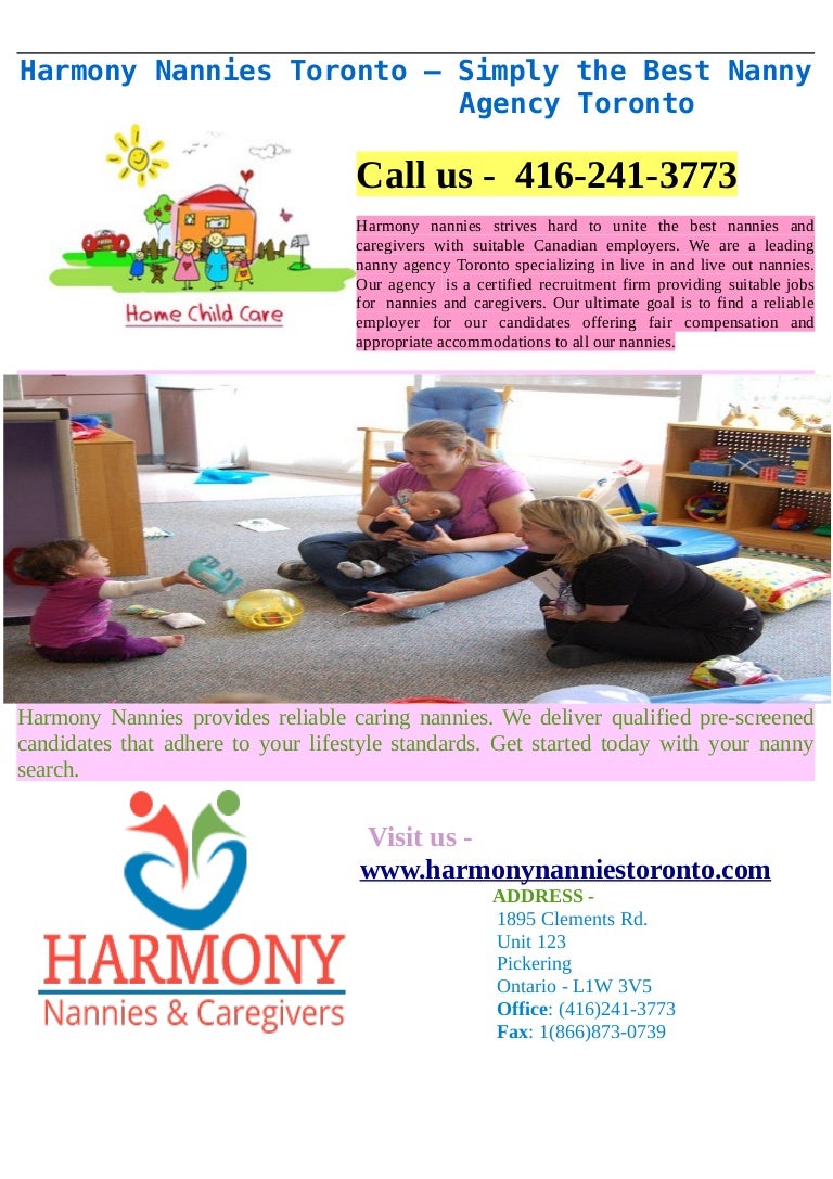 Harmony Nannies Toronto Simply the Best Nanny Agency Toronto
