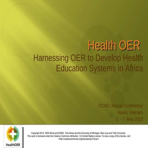 Health OER: Harnessing OER to Develop Health Education Systems in Africa