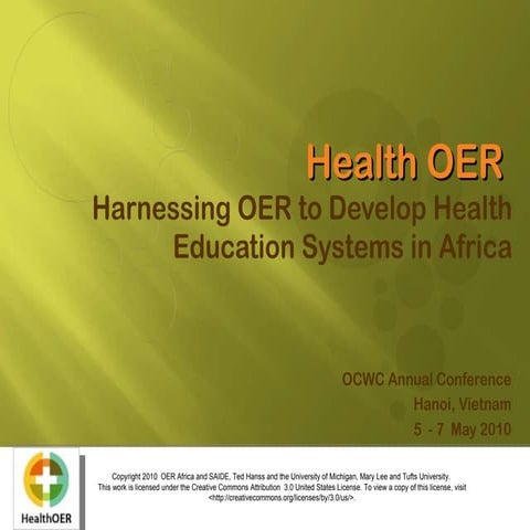 Harnessing OER to Develop Health Education Systems in Africa, May 2010