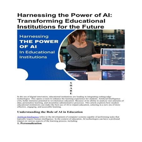 How Modern Educational Institutions Can Make The Best Use Of AI To Impart Edu...