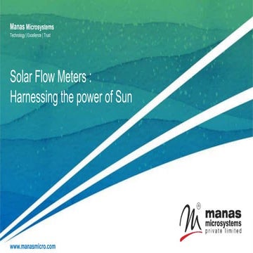 Harnessing the power of sun- with solar powered flow meter | PPTX
