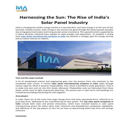 Harnessing the Sun The Rise of India's Solar Panel Industry.docx