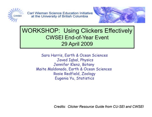 Using Clickers Effectively - Workshop