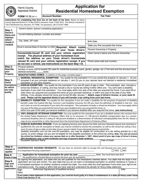Homestead Exemption Form