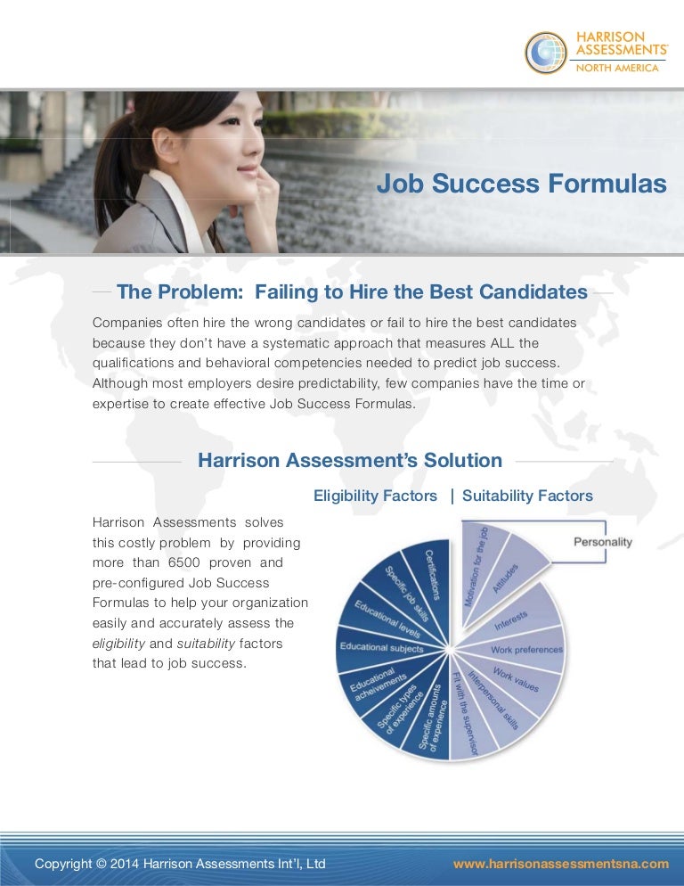 Harrison Assessments Job Success Formulas Sales Sheet