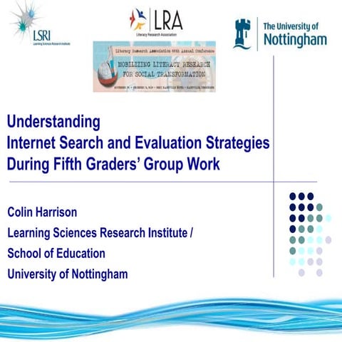 Understanding Internet Search and Evaluation Strategies  During Fifth Graders...