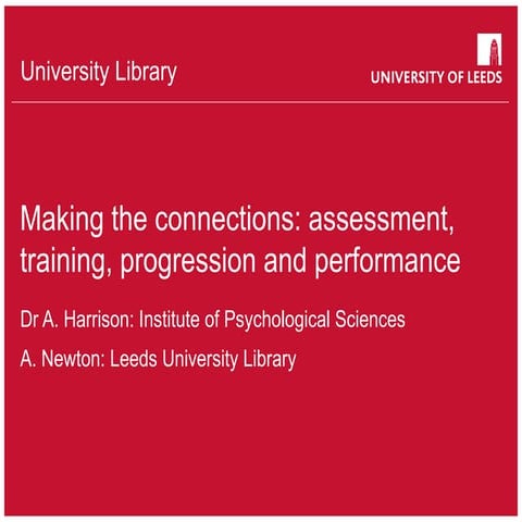 Making the connections: assessment, training, progression and performance. Ha...