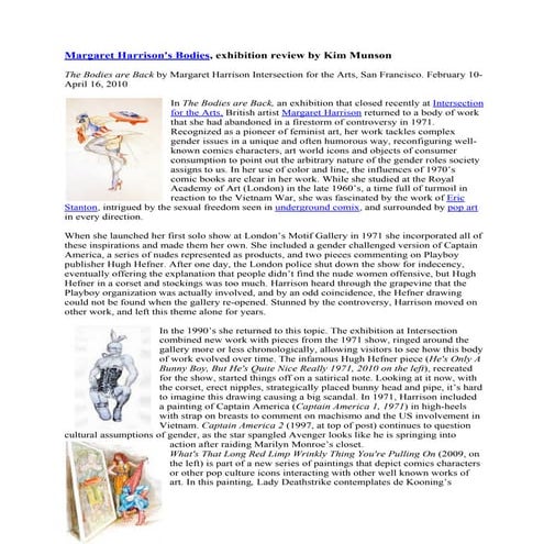 Margaret Harrison - "The Bodies are Back"