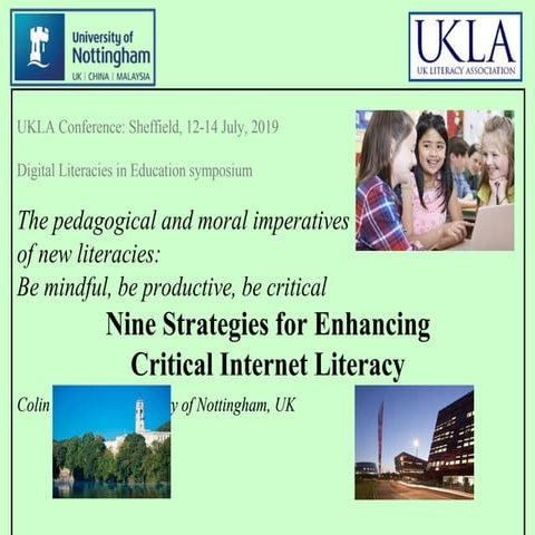 Nine Strategies for Enhancing Critical Internet Literacy. Colin Harrison ukla...