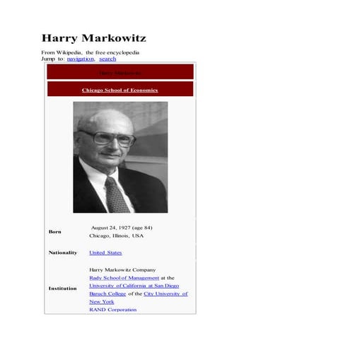 Harry markowitz