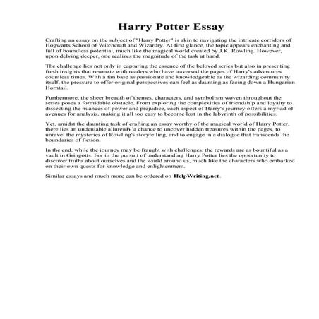 Harry Potter Essay | PDF