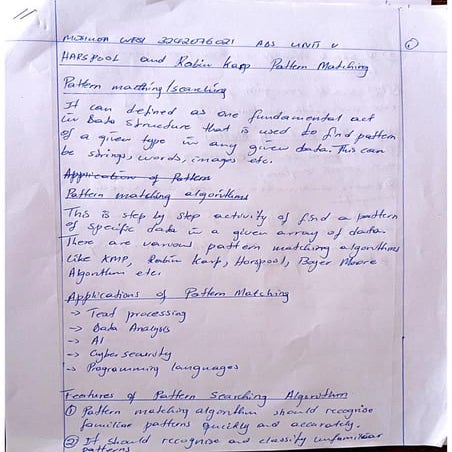 Haspool patterna matching algorithm and rabin karp