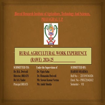 A Presentation on Rural Agricultural Work Experience (RAWE) | PPTX