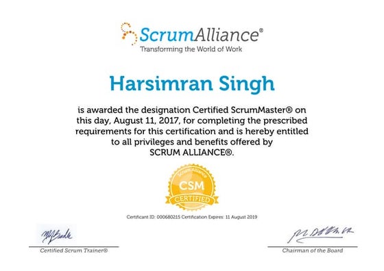 Sasnka Pavan Kiran Ravula-ScrumAlliance_CSD_Certificate | PDF