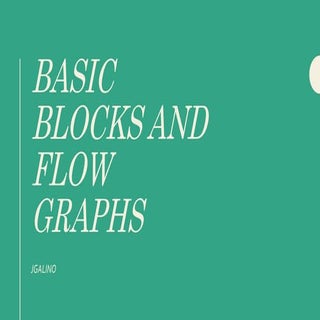Basic Blocks and Flow Graphs