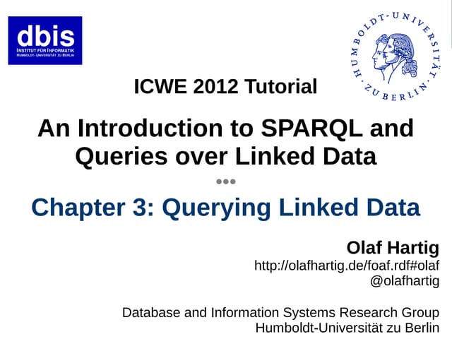 Tutorial "An Introduction to SPARQL and Queries over Linked Data" Chapter 3 (...