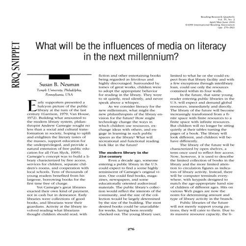 Hartman 2000 Influence of Media on Liteacy