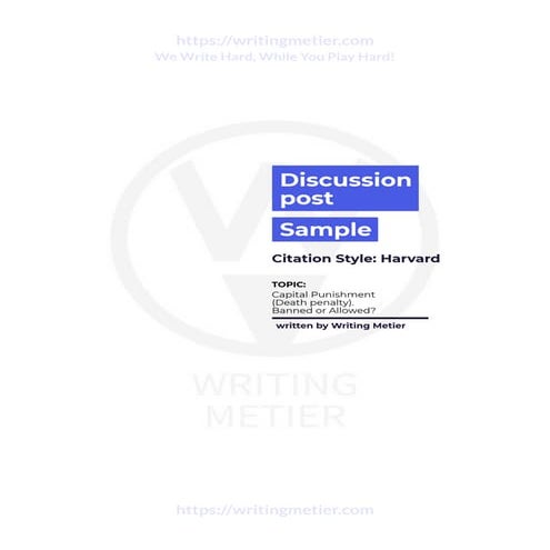 Harvard Discussion post Sample on Capital punishment (Death penalty) by ...